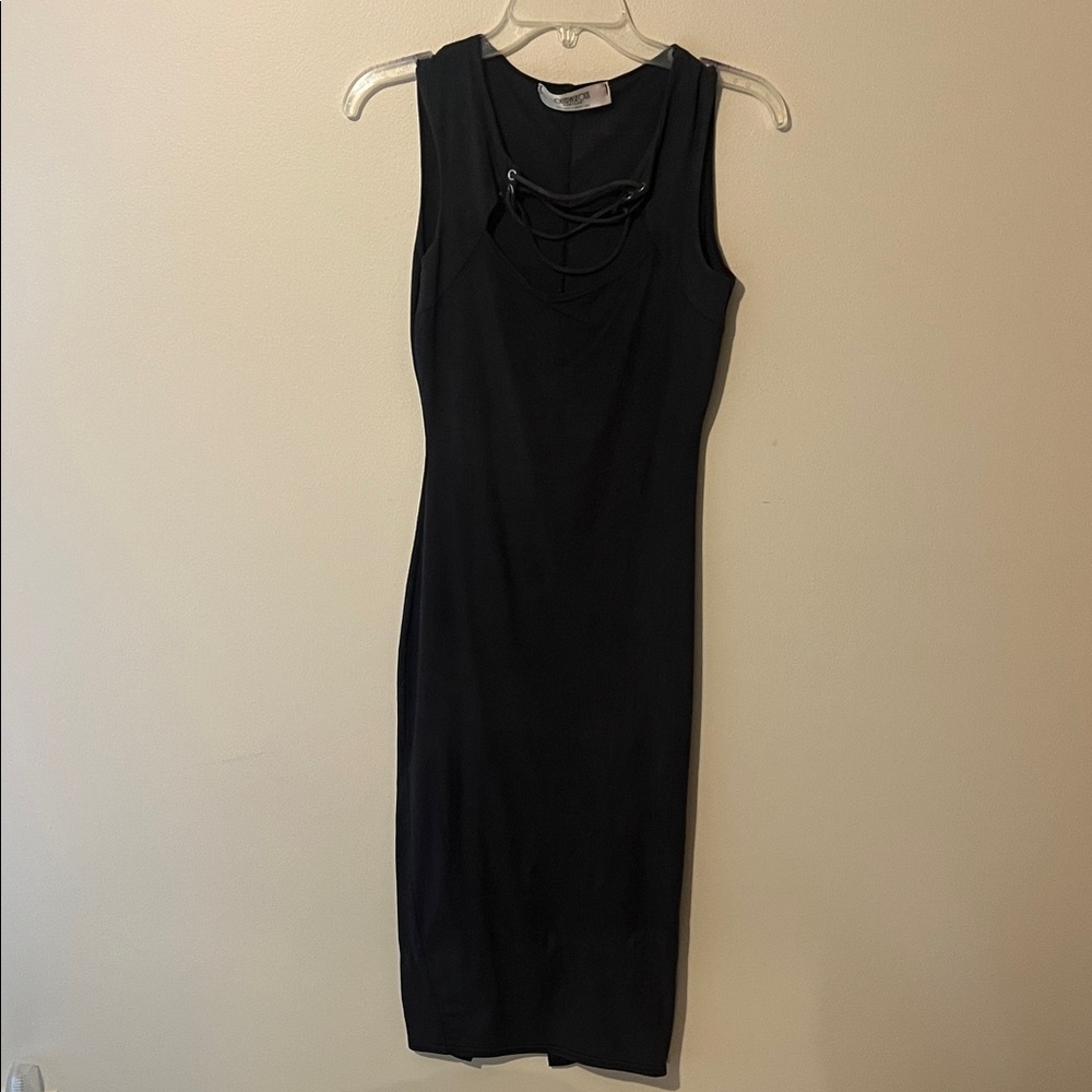 Dark Grey Velvet Midi Dress